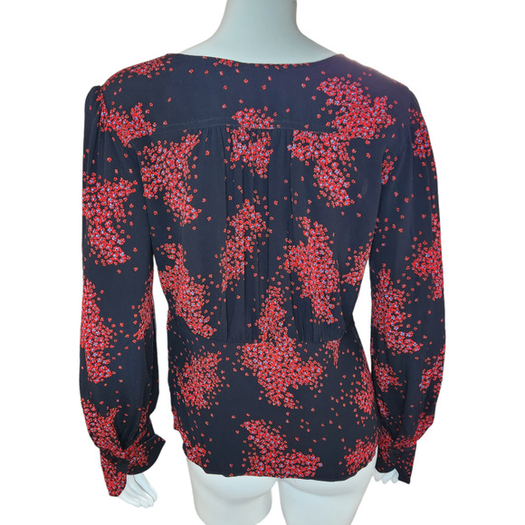 Ba&sh Women's Top Bruce Black Peasant Top Balloon Sleeves Nior Floral Size 2 NWT - Picture 8 of 15